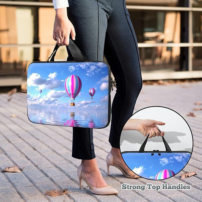 Laptop Sleeve Case Bag 15 inch, Hot Air Balloon Slim Carrying Case Durable Handbag Travel Laptop Bag for 15 inch MacBook Air M3/M2/15 Pro/Surface Laptop 7/6/5/4/3/ Dell XPS 15 Plus