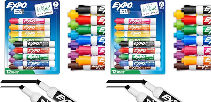 EXPO Dry Erase Markers, Low Odor Ink, Chisel Tip by Unknown