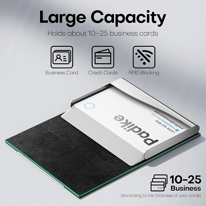 Padike Business Card Holder, Business Card Case Professional PU Leather & - Image 2
