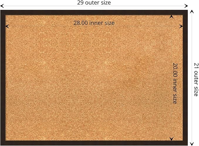 Amanti Art Natural Cork Board for Wall, 21x29 Vision Board with Brown Wood Frame, Medium Corkboard Office Decor for Home Organization, Rustic Farmhouse Corkboard Pinboard to display items for home-DeskLoop Office