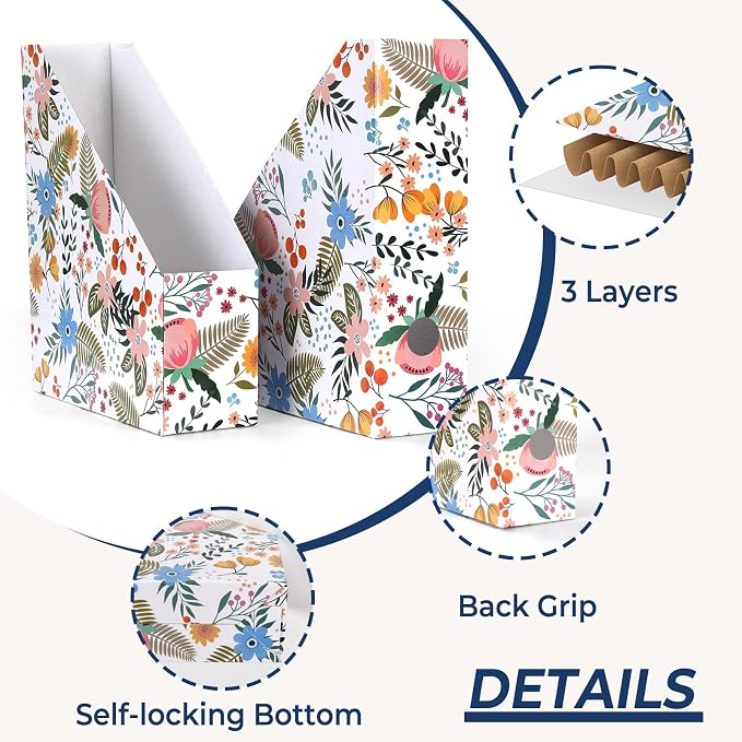 EXYGLO 12 Pack Magazine File Holder, Cardboard Magazine Rack - Image 3