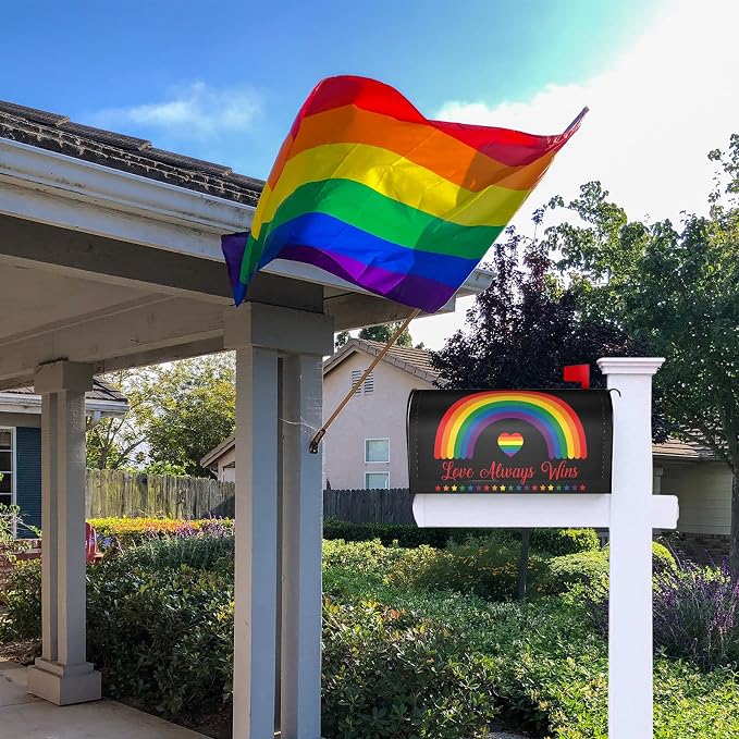 LGBT Pride Mailbox Covers, Love Always Wins Outdoor Magnetic Mailbox Cover - Image 2