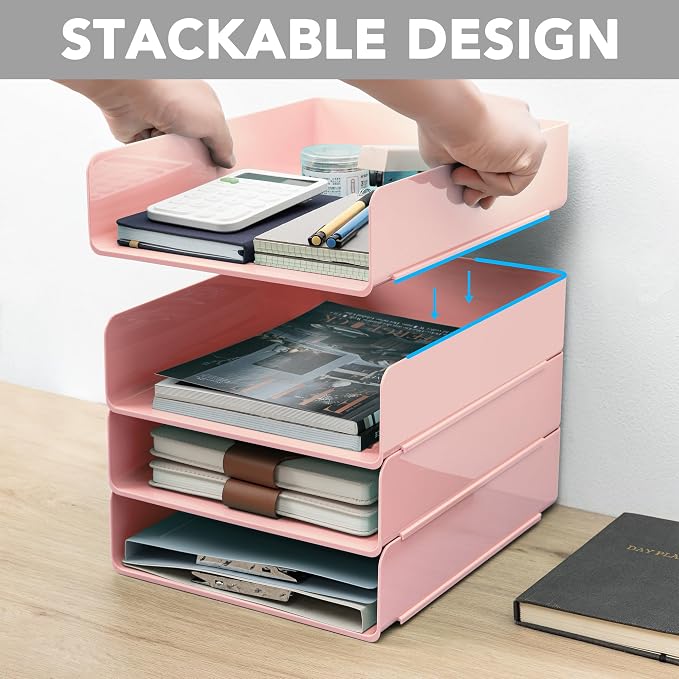 Tiawudi Desk Organizer, Office Organization and Storage, Plastic Letter Tray - Image 3