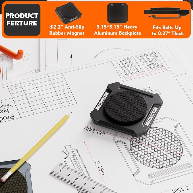 MUTUACTOR Heavy Duty Magnetic Tool Belt Clip, Φ2.2”Anti-Slip Strong Magnet Tool - Image 2