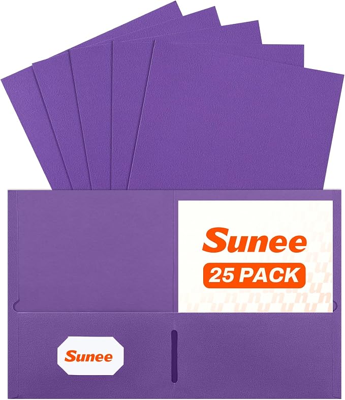SUNEE Folders with Pockets, 2 Pocket Folders Fit Letter Size Paper, Paper File by SUNEE