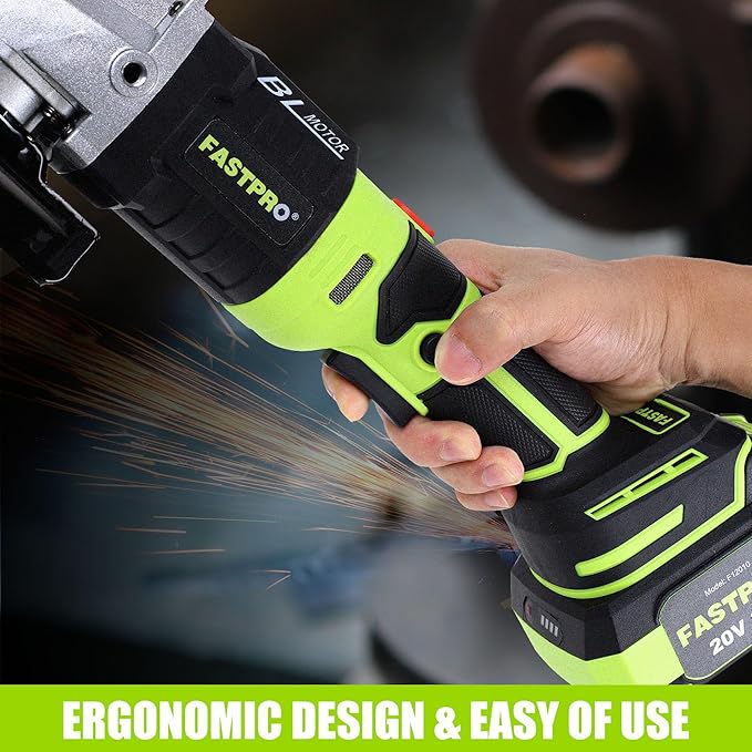 FASTPRO 20V Cordless Angle Grinder, 4-1/2 inch Cut-off Tool with Brushless Motor and 4.0 Ah Battery, Including 10PCS Flap Disc & 5PCS Cutting Wheels-DeskLoop Office
