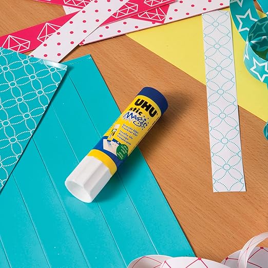 UHU Colored All Purpose Glue Stick 12-Pack Blue Applies & Dries Clear, 1.41oz - Non-Toxic, Washable. Permanent Strong Bond, Solvent-Free with Screw Cap,-DeskLoop Office