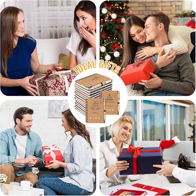 30 Sets Christian Gifts Bulk Prayer Journal Christian Spiral Notebooks with Bible Ballpoint Pens Religious Small Notepad Inspirational Church Gift for Women Men Sunday School Family Bible Study Groups-DeskLoop Office