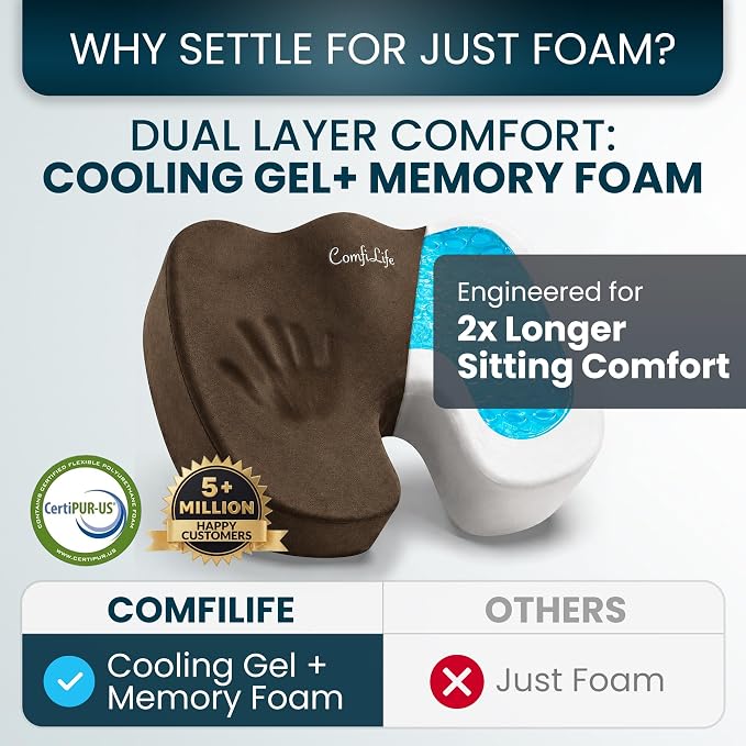 ComfiLife Extra Large Gel & Memory Foam Seat Cushion - Image 4