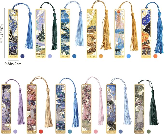 12 Pieces Metal Bookmarks with Tassel - Image 2