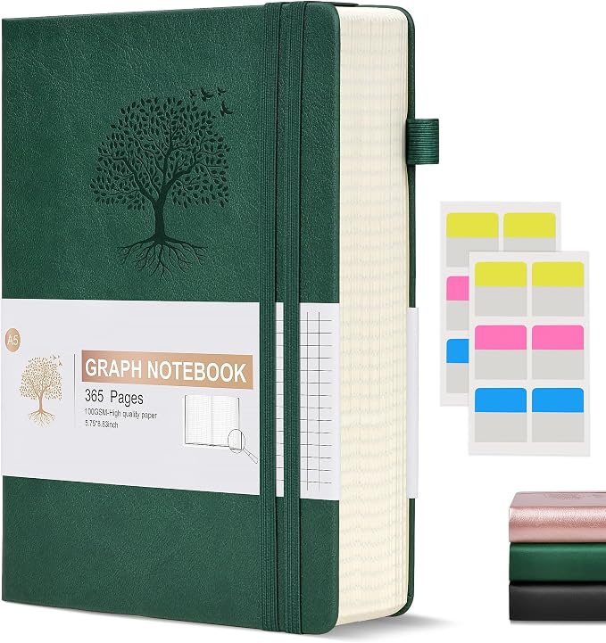Ansopu Graph Paper Notebook Journal, 360 Numbered Pages Grid Notebooks by Ansopu