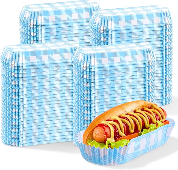 Yinkin 300 Pcs Paper Hot Dog Trays Valentine's Day 6 Inch Food Trays Concession by Yinkin