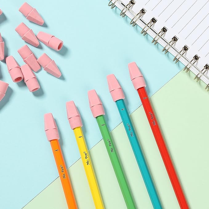 Mr. Pen- Pencil Top Erasers, 120 Pack, Latex-Free | No-Smudge Cap Pencil Erasers - Image 7