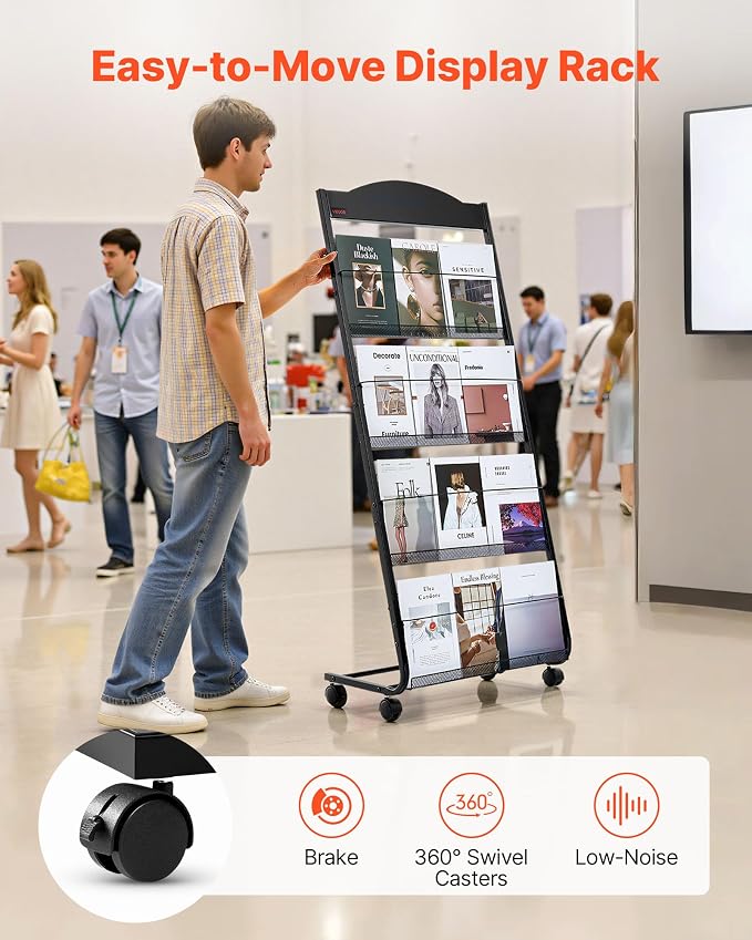 VEVOR Brochure Display Rack, 4-Tier Magazine Literature Display Stand - Image 4