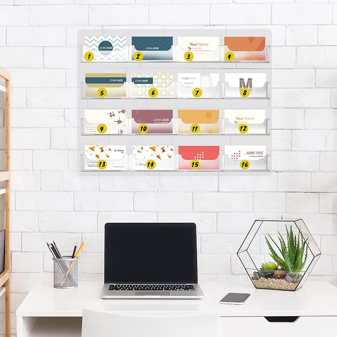 TURSTIN Business Card Holder Wall Mount Clear Sticker Display Marketing Holder - Image 6