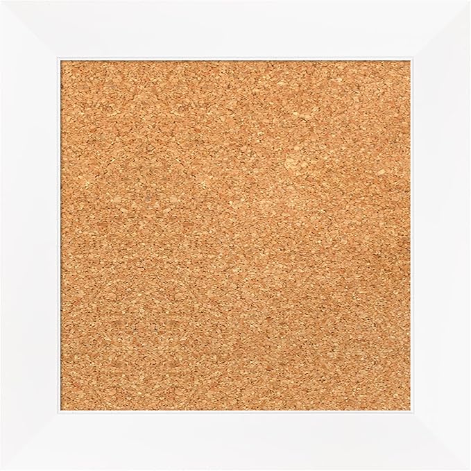 Amanti Art Natural Cork Board for Wall, 15x15 Vision Board with White Frame, X-Small Corkboard Office Decor for Home Organization, Modern Corkboard Pinboard to Display Items for Home Organization in-DeskLoop Office