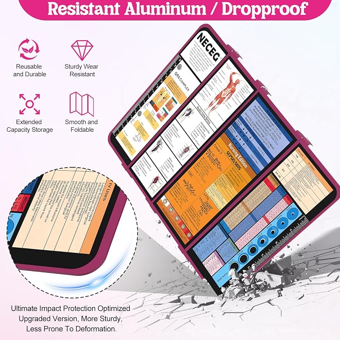 Nursing Clipboard Foldable, 4-Layer Aluminum, Pocket Size, Wine | Medical Cheat - Image 6