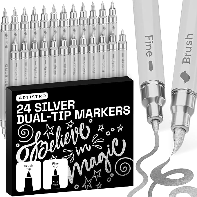ARTISTRO 24 Silver Acrylic Paint Markers by ARTISTRO