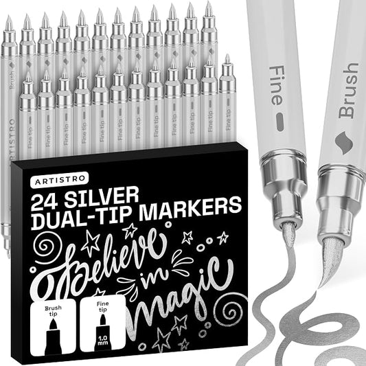 ARTISTRO 24 Silver Acrylic Paint Markers by ARTISTRO