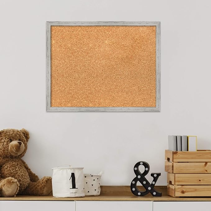 Amanti Art Natural Cork Board for Wall, 15x19 Vision Board with White Frame, Small Corkboard Office Decor for Home Organization, Cottage Corkboard Pinboard to Display Items for Home Organization in-DeskLoop Office