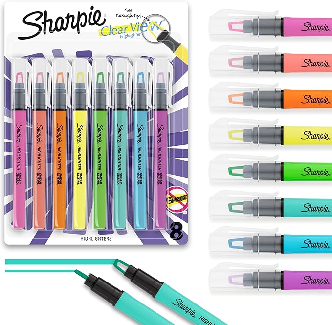 Sharpie Clear View Highlighter Sticks, Chisel Tip Highlighter Market Set by Unknown