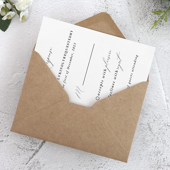 PONATIA 50 Pack A1 Envelopes, 3.62 x 5.2'' Brown Envelopes Perfect - Image 2