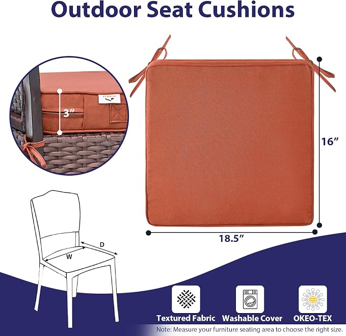 IPYNBAP Outdoor Chair Cushions Set of 4 -Waterproof Outdoor Seat Cushions - Image 6