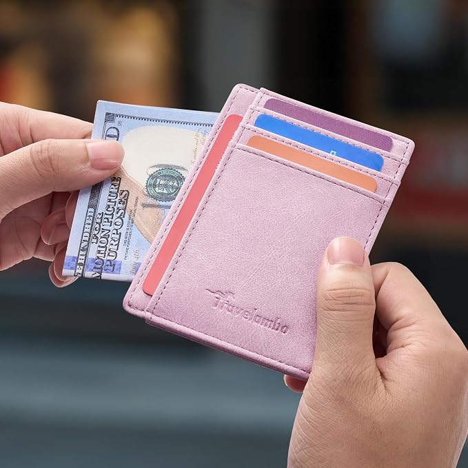 Travelambo Slim Wallet Front Pocket Minimalist Leather RFID Blocking Medium Size - Image 4