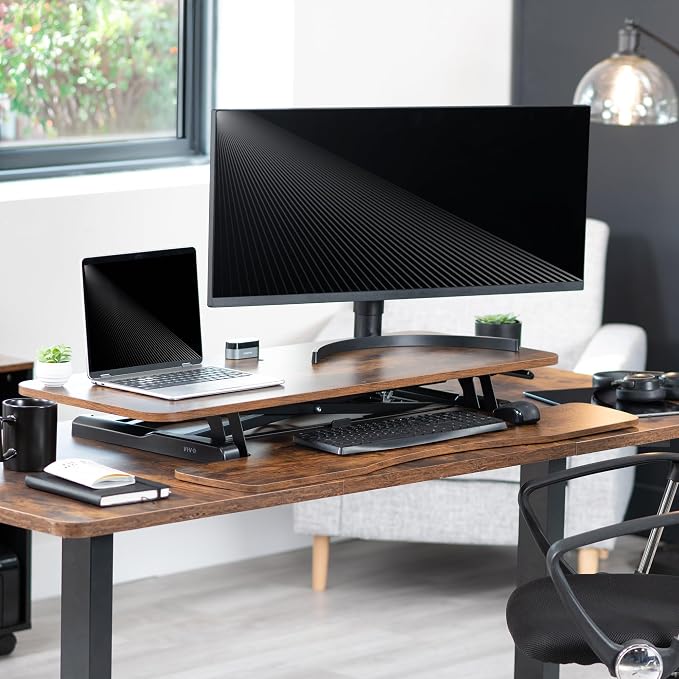VIVO 42 inch Desk Converter, K Series, Height Adjustable Sit to Stand Riser - Image 8