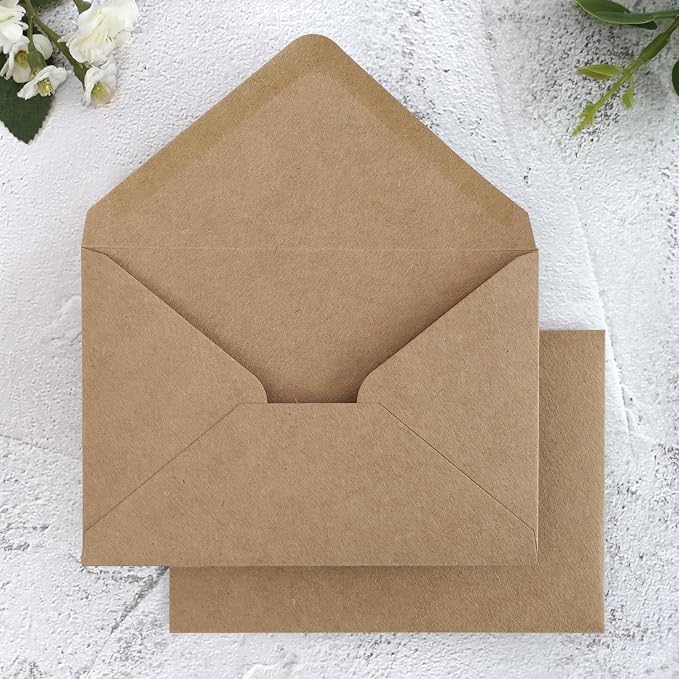 PONATIA 50 Pack A1 Envelopes, 3.62 x 5.2'' Brown Envelopes Perfect by ponatia