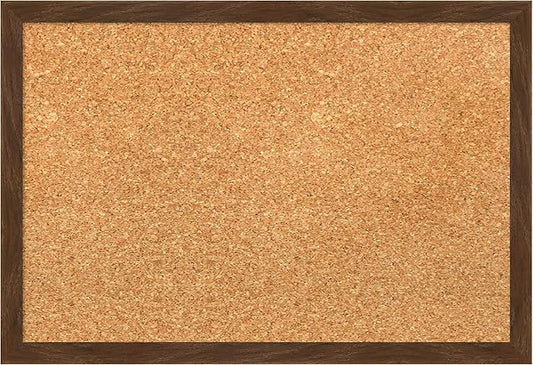 Amanti Art Natural Cork Board for Wall, 13x19 Vision Board with Brown Wood Frame, Small Corkboard Office Decor for Home Organization, Country Rustic Corkboard Pinboard to Display Items for Home-DeskLoop Office