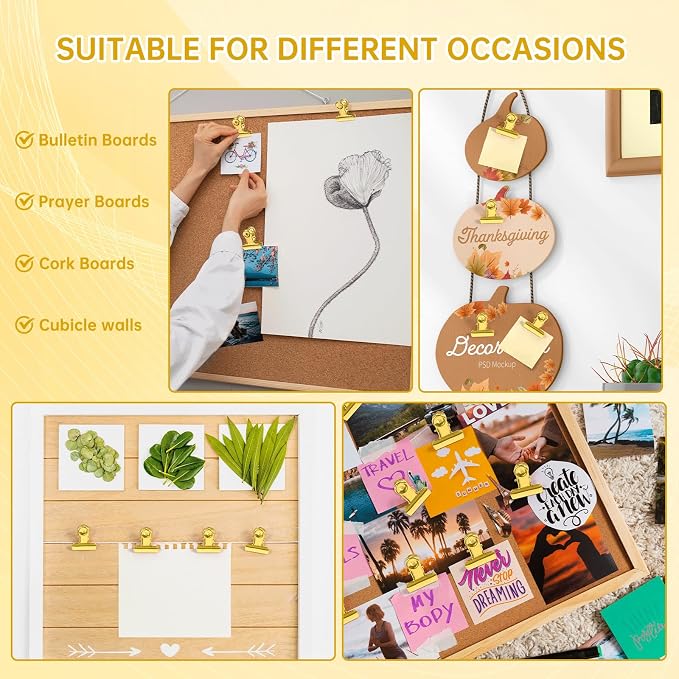 24Pcs Gold Push Pins Clips, Bulldog Clips Thumb Tacks, Metal Pushpin - Image 7
