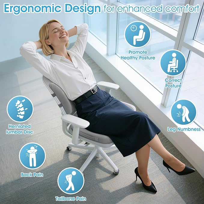 CushZone Ergonomic Seat Cushion & Lumbar Support Pillow - Image 4