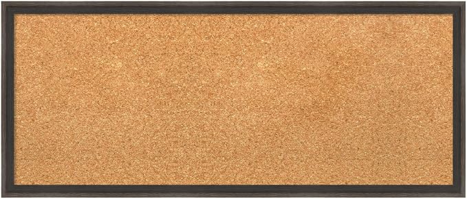 Amanti Art Natural Cork Board for Wall, 13x31 Vision Board with Brown Wood Frame, Medium Corkboard Office Decor for Home Organization, Casual Corkboard Pinboard to display items for home organization-DeskLoop Office