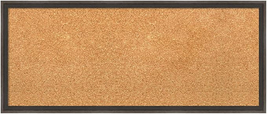 Amanti Art Natural Cork Board for Wall, 13x31 Vision Board with Brown Wood Frame, Medium Corkboard Office Decor for Home Organization, Casual Corkboard Pinboard to display items for home organization-DeskLoop Office