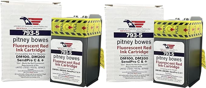 2-Pack | PB 793-5 Fluorescent Ink Cartridge Replacement for: SendPro 300, C200, C300, C400, C425 - DM Series P700, DM100, DM100i, DM125i, DM150i, DM175i, DM200L, DM225 Postage Meters-DeskLoop Office