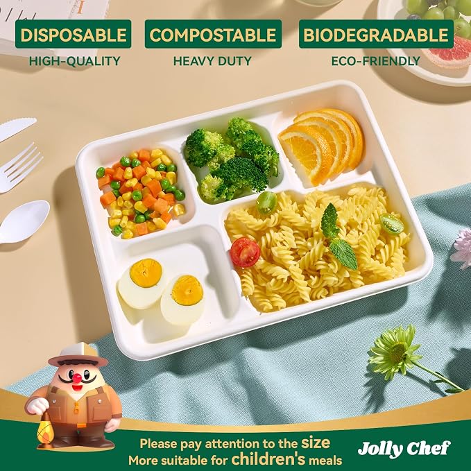JOLLY CHEF Compostable  Compartment Paper Plates  *   Heavy - Image 3