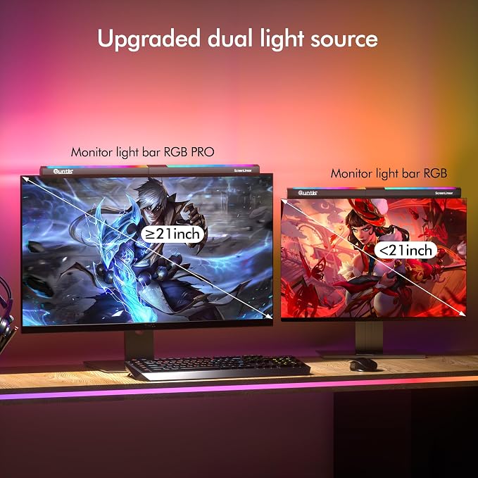Quntis Monitor Light RGB PRO Backlight, Eye-Care Dual Light Computer Light Bar - Image 2
