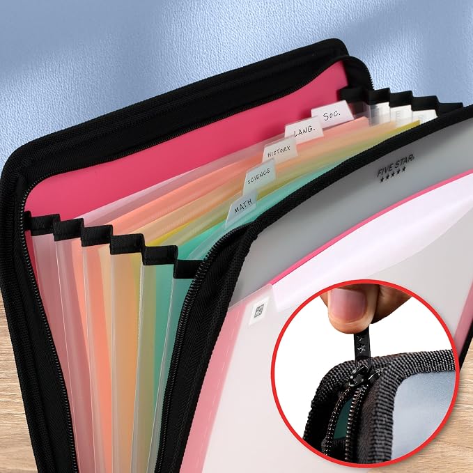 Five Star Expanding File Organizer + Study App, 7-Pocket Accordian File - Image 3