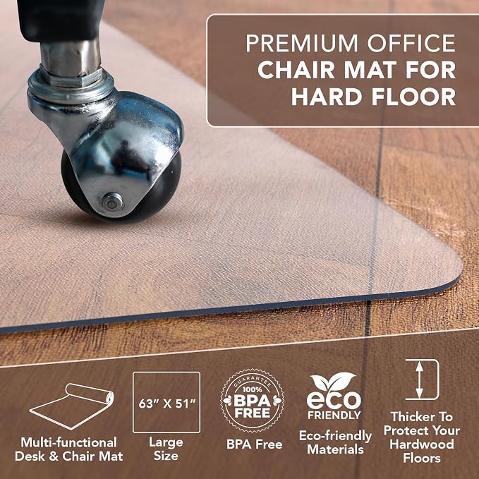 Office Chair Mat for Hardwood Floor: 63"x 51" Extra Large Chair Mats for - Image 3