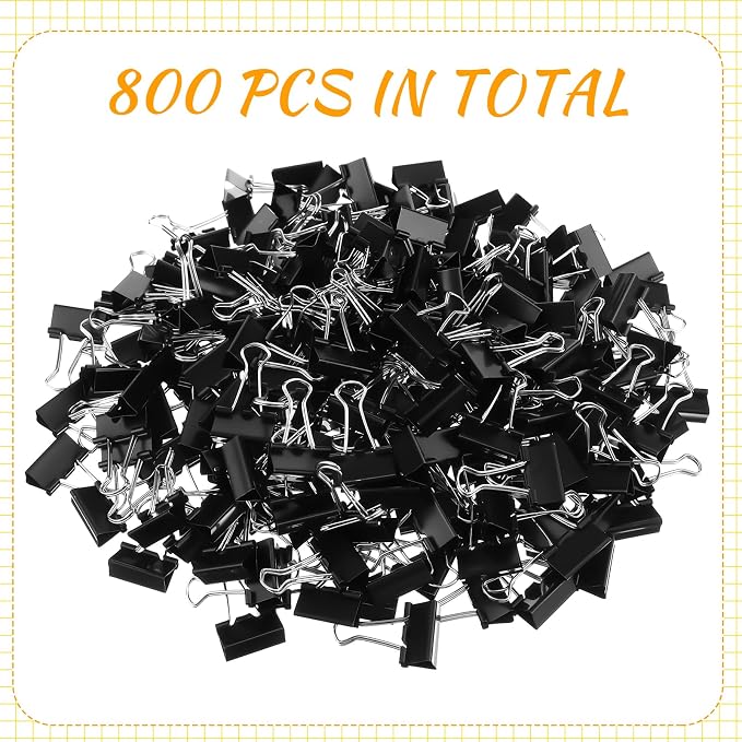 Jetec 800 Pieces 1 Inch Black Binder Clips Bulk Medium Paper Clamps Metal Paper - Image 3