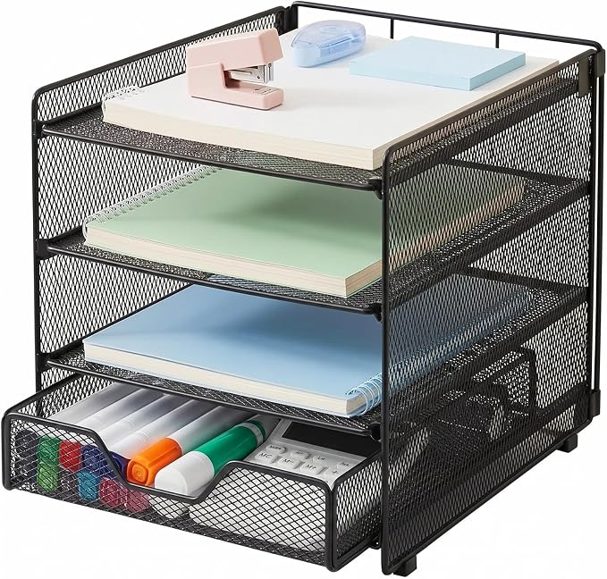 OPNICE Desk Organizers and Accessories, 4-Tier Desktop File Organizer by OPNICE