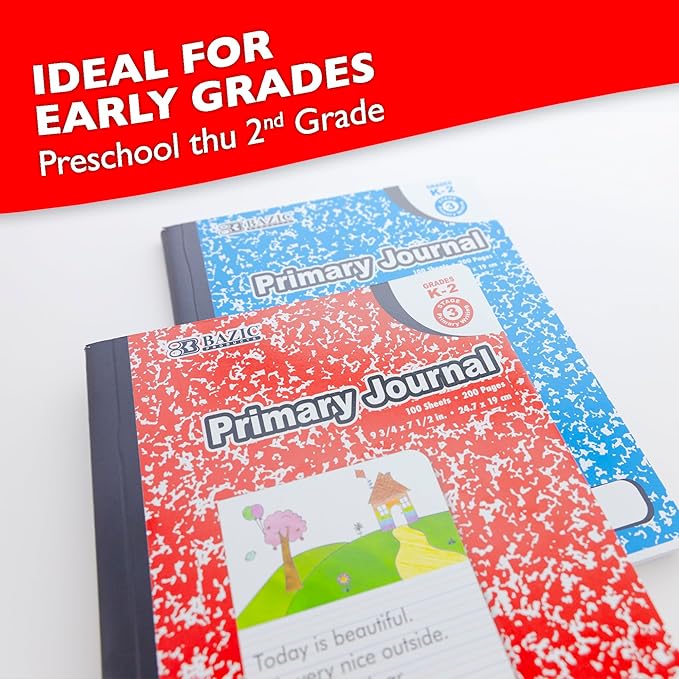 BAZIC PRODUCTS Primary Journal, Grades K-2, Draw & Write, 100 Ct, 2 Titles | - Image 4