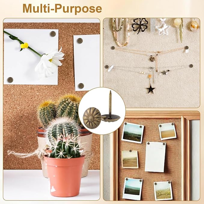 Bronze Upholstery Tacks, 7/16 Inch Antique Daisy Pattern Furniture Nails - Image 6