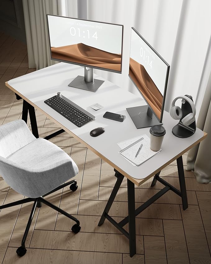 YSAGi Leather Desk Protector, Office Mat, Large Mouse Mat, Non-Slip PU Leather Blotter, Laptop Desk Pad, Waterproof Writing Pad for Office and Home (White, 47.2" x 23.6")-DeskLoop Office