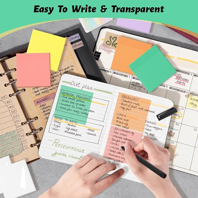 ‎SYMDROMIA Transparent Sticky Notes, 800 Sheets Soft Macron - Image 4
