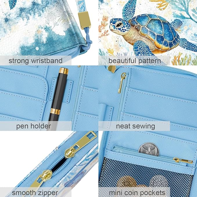 Family Passport Holder Wallet RFID Blocking Document Organizer PU Leather - Image 3