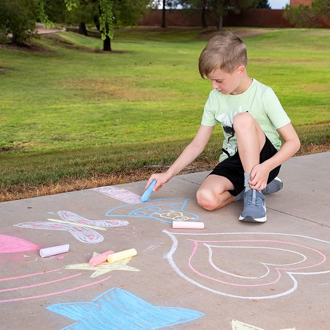 JOYIN 120 PCS Sidewalk Chalks for Kids Giant Box Non-toxic Jumbo Colored Washable Sidewalk Chalk for Toddlers in 10 Colors-DeskLoop Office