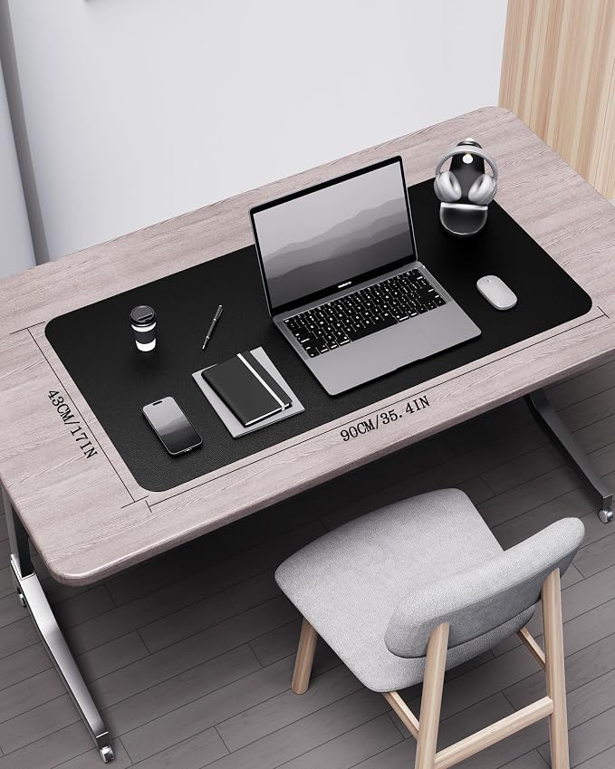 YSAGi Double-Sided Desk Pad, 35.4"x17"Leather Desk Mat, Eco Cork Desk Pad - Image 2