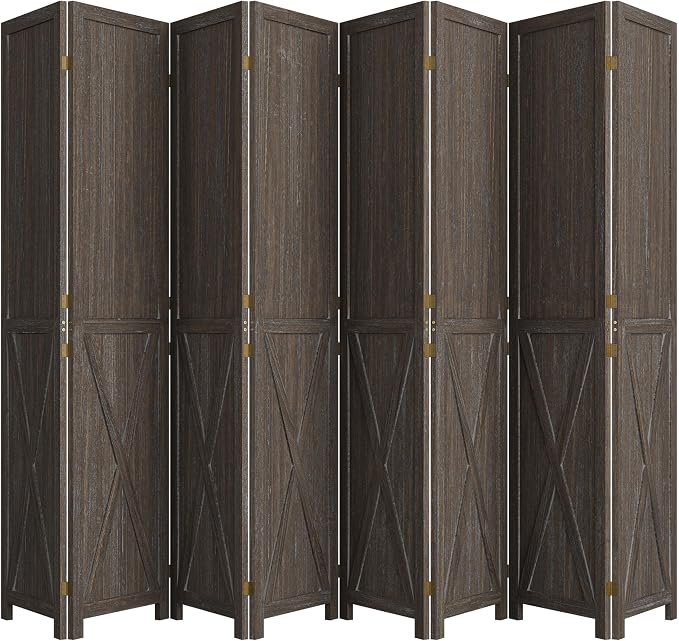 Cozy Castle Wood Room Divider, 8 Panels Folding Privacy Screen, 66.9'' Wall - Image 8